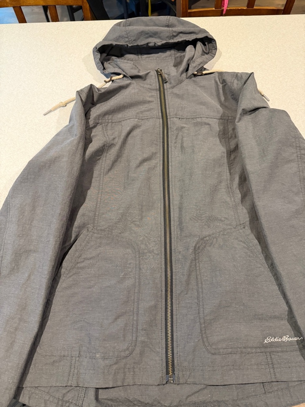 Eddie Bauer Hooded Lightweight Jacket in Steel Gray